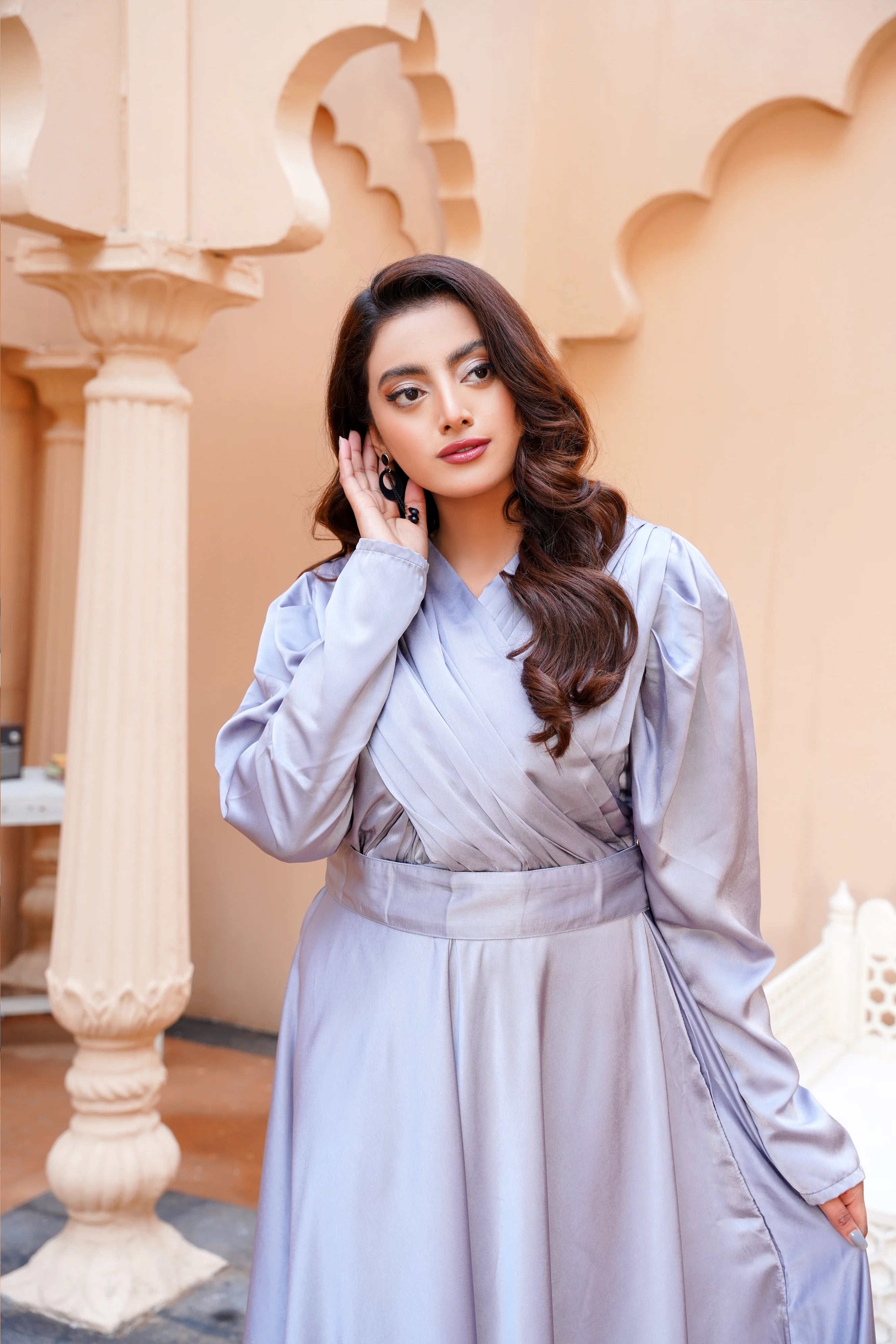 Silver Silk Maxi Dress